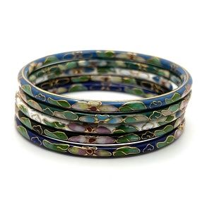 Cloisonne Matched Set Five Bangle Bracelets